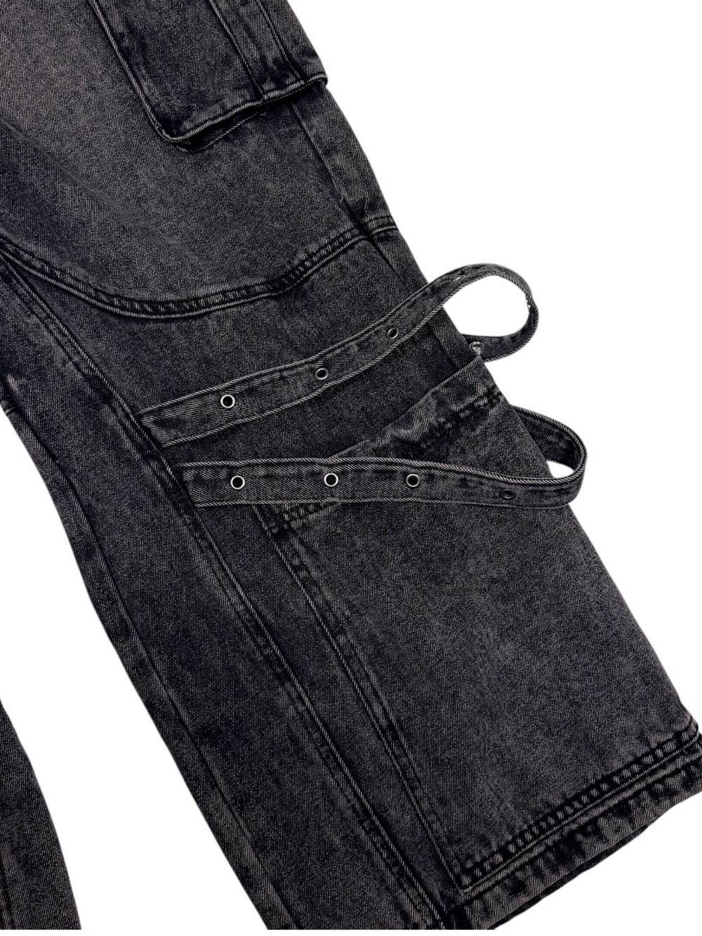 NWT Y2K Black Wide Leg Cargo Jeans Utility Streetwear Riley & James - Picture 10 of 13